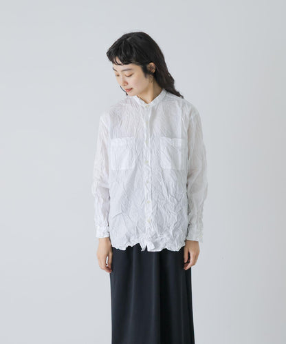 Vas-Y Lentement WRINKLE BANDED COLLAR SHIRTS