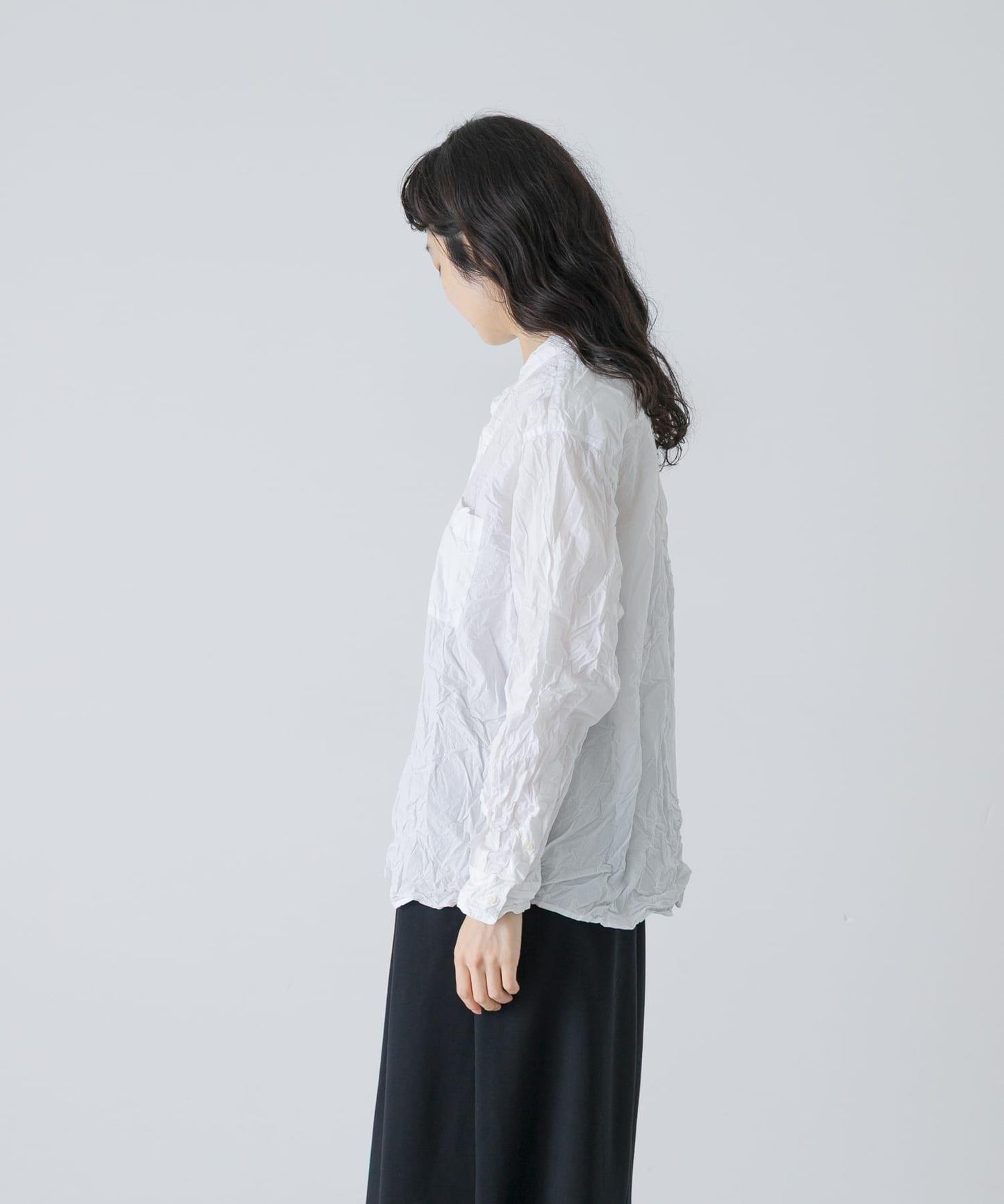 Vas-Y Lentement WRINKLE BANDED COLLAR SHIRTS