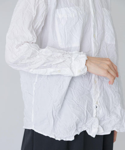 Vas-Y Lentement WRINKLE BANDED COLLAR SHIRTS