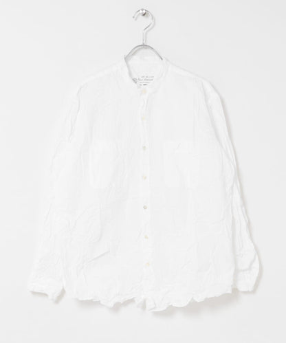 Vas-Y Lentement WRINKLE BANDED COLLAR SHIRTS
