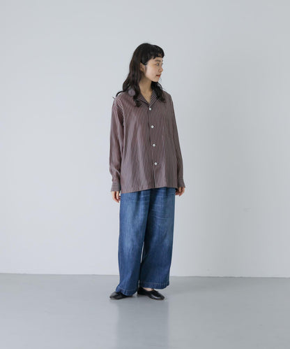 YLEVE ACETATE CUPRO STRIPE PJ SHIRTS