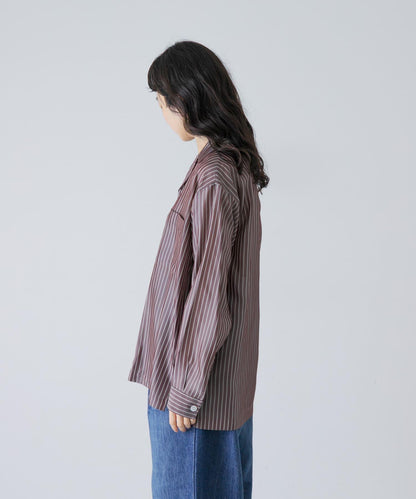 YLEVE ACETATE CUPRO STRIPE PJ SHIRTS