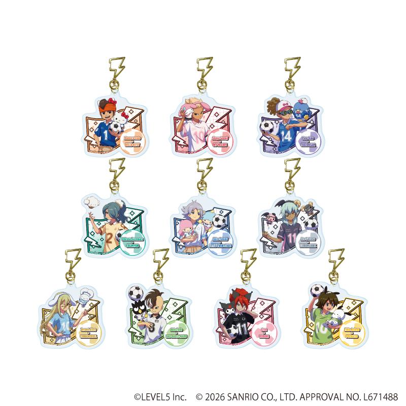 イナズマイレブン×サンリオキャラクターズ_雷型ナスカン付きアクリルキーホルダー03/コンプリートセット(全10種)(コラボイラスト)【コンプリートセット／10個入り】