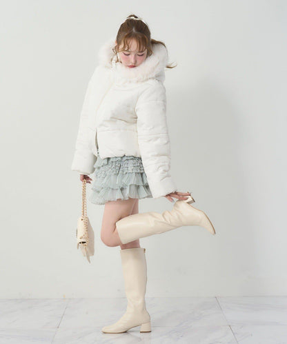 NICE CLAUP 2026冬季款 短款人造毛領人造羽絨服 女