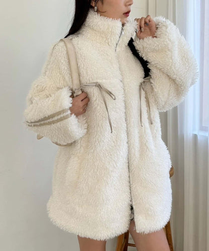 NICE CLAUP 拼色蝴蝶結絎縫寬鬆絎縫外套 女 夾克