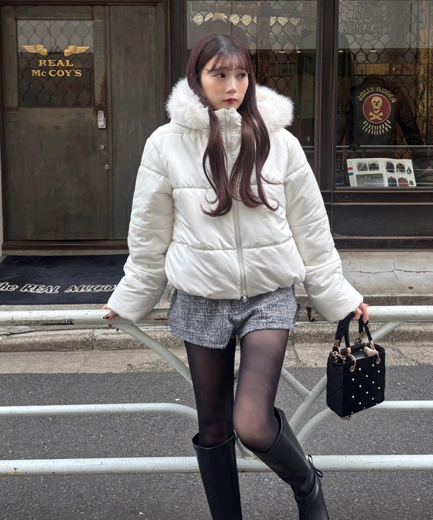 NICE CLAUP 2026冬季款 短款人造毛領人造羽絨服 女