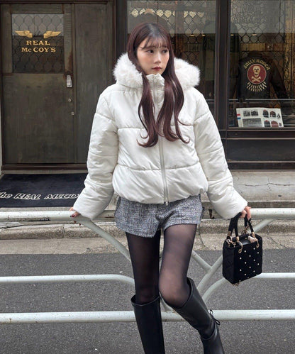 NICE CLAUP 2026冬季款 短款人造毛領人造羽絨服 女