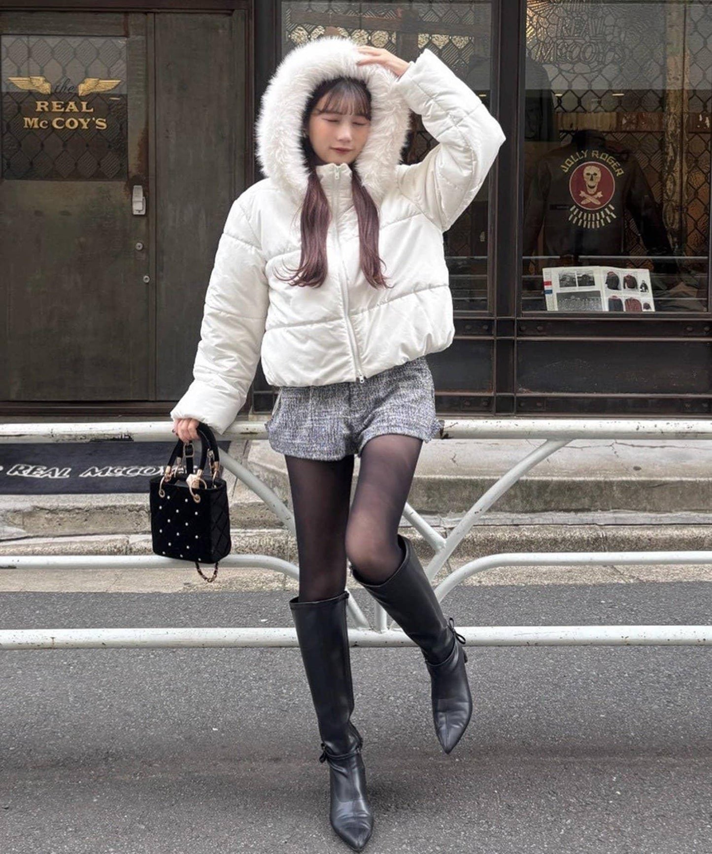 NICE CLAUP 2026冬季款 短款人造毛領人造羽絨服 女