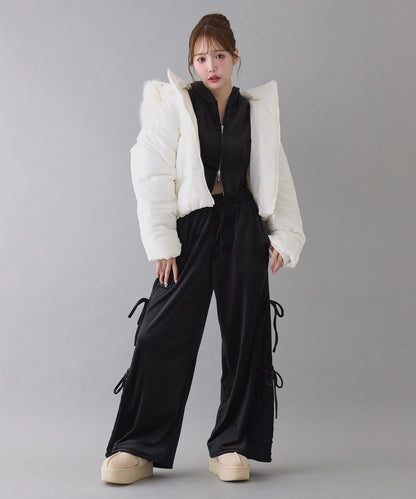 NICE CLAUP 2026冬季款 短款人造毛領人造羽絨服 女