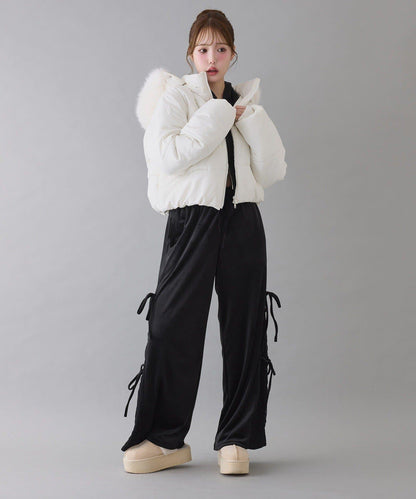 NICE CLAUP 2026冬季款 短款人造毛領人造羽絨服 女