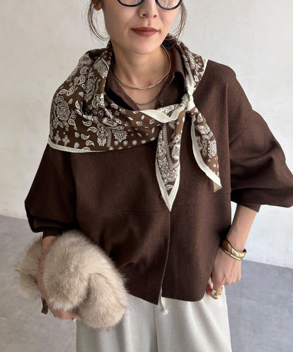 DOUDOU 佩斯利三角形絲巾 幾何印花 圍巾