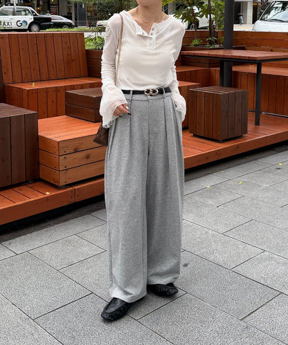 Thevon. 2026AW 荷葉邊下襬 亨利領 透膚感 針織衫 女