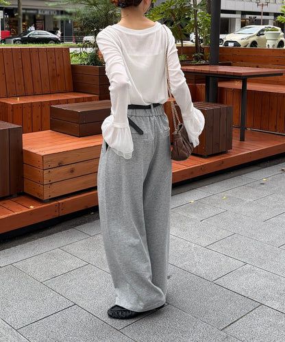 Thevon. 2026AW 荷葉邊下襬 亨利領 透膚感 針織衫 女