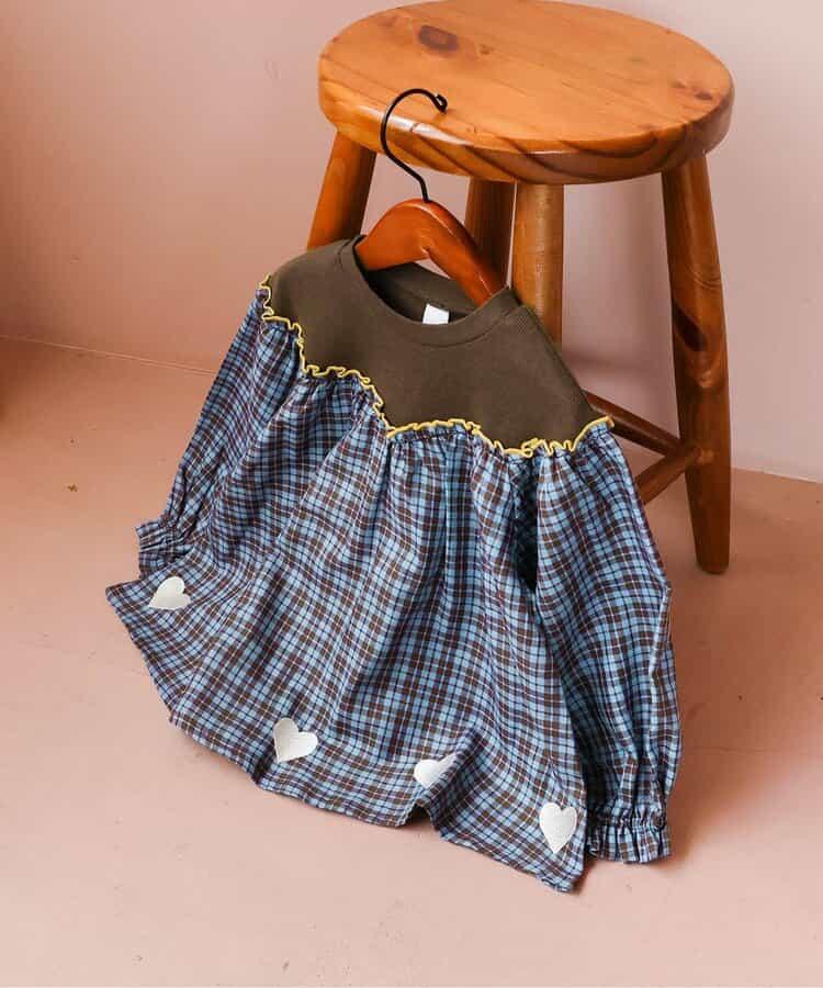 リブドッキングハート刺繍チュニック