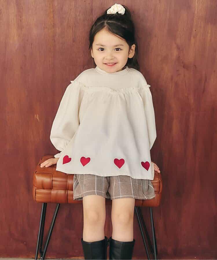 リブドッキングハート刺繍チュニック