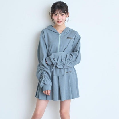 【7days/セットアップ可】袖ドロストジップパーカー
