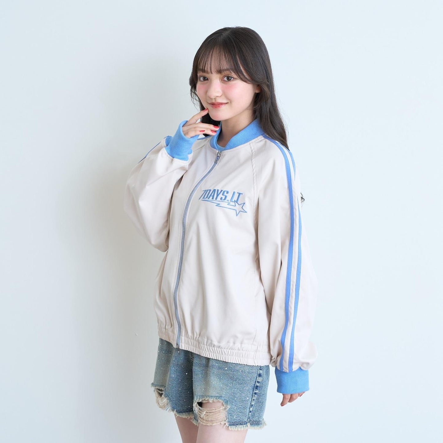 【7days】デニムラインブルゾン