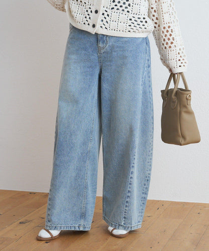 PUAL CE CIN 桶型牛仔褲 12oz棉 休閒寬鬆女士牛仔長褲