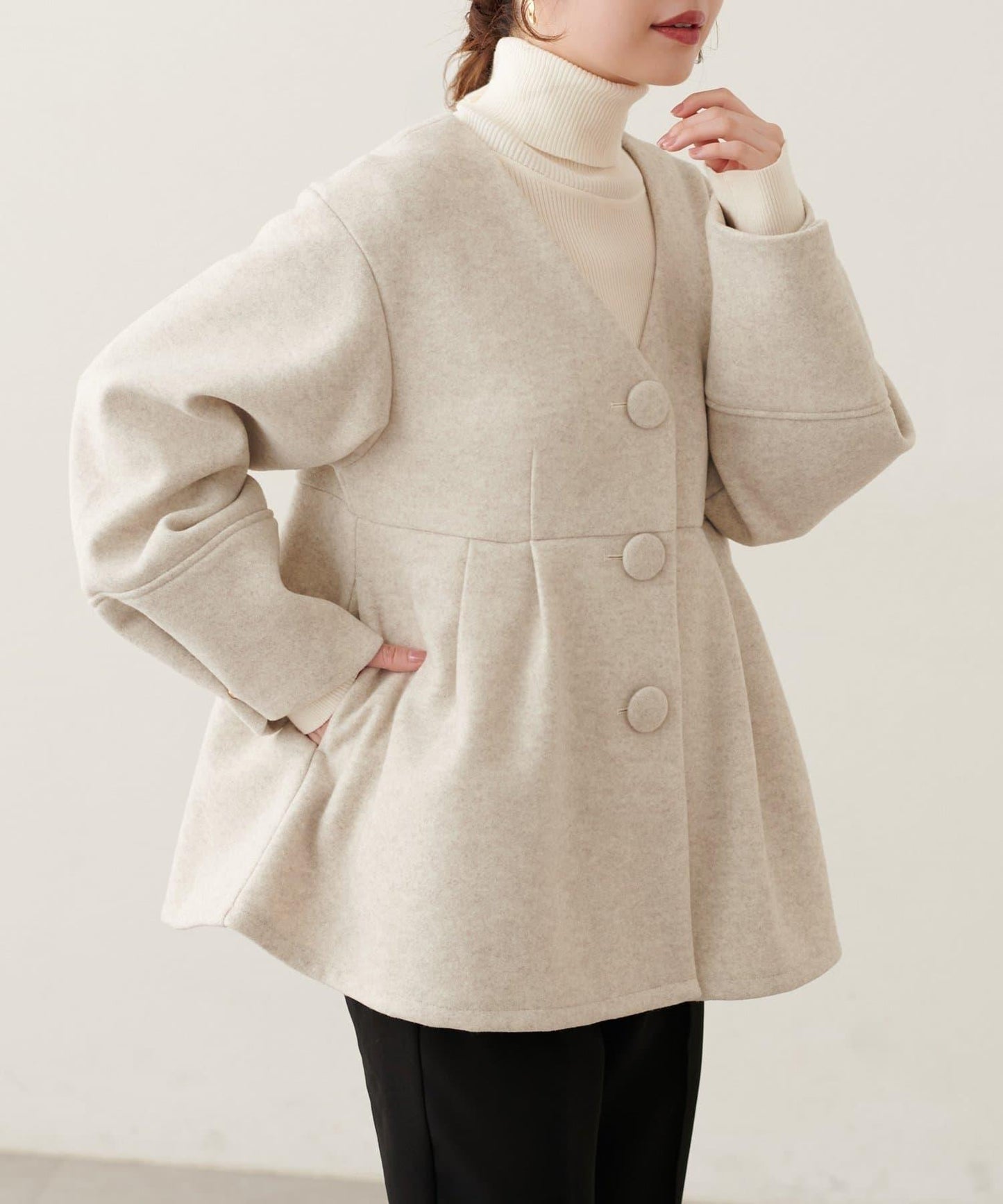 natural couture くるみ釦ペプラムジャケット