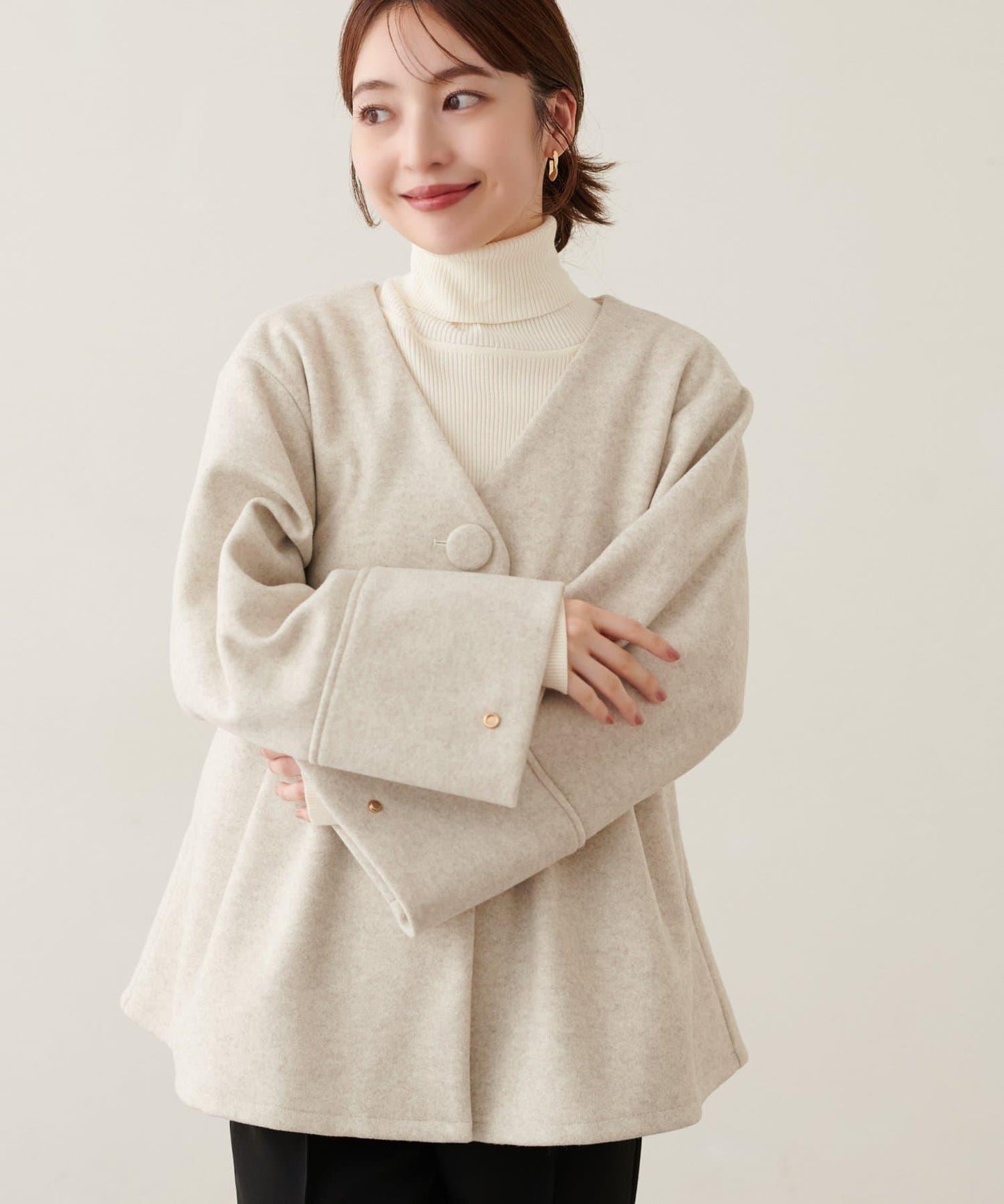natural couture くるみ釦ペプラムジャケット