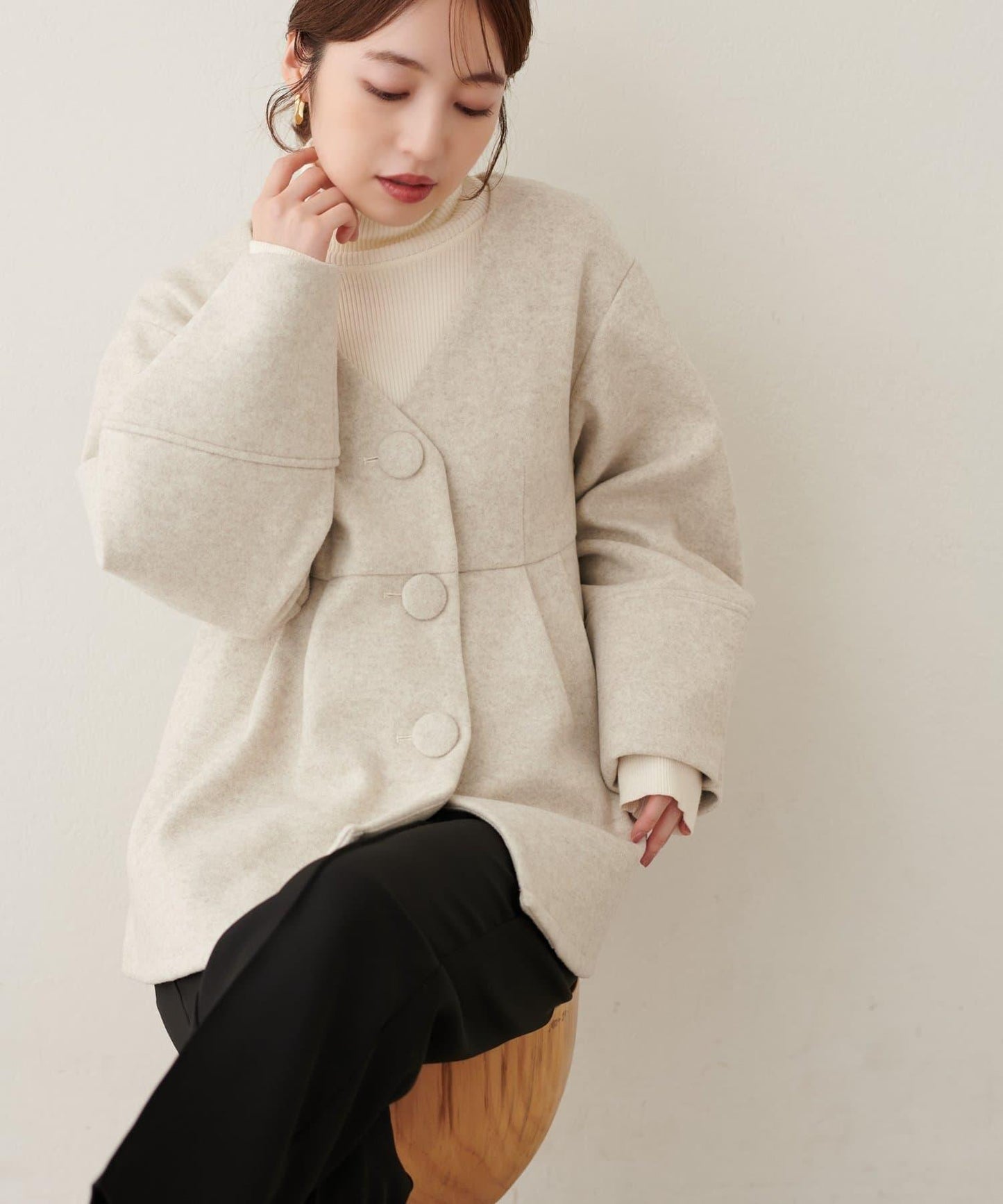natural couture くるみ釦ペプラムジャケット