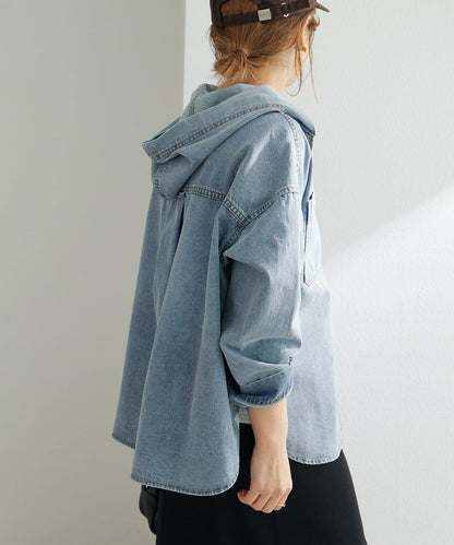 PUAL CE CIN 2026 AW VINTAGE REBELLION 系列 牛仔連帽襯衫 100%棉
