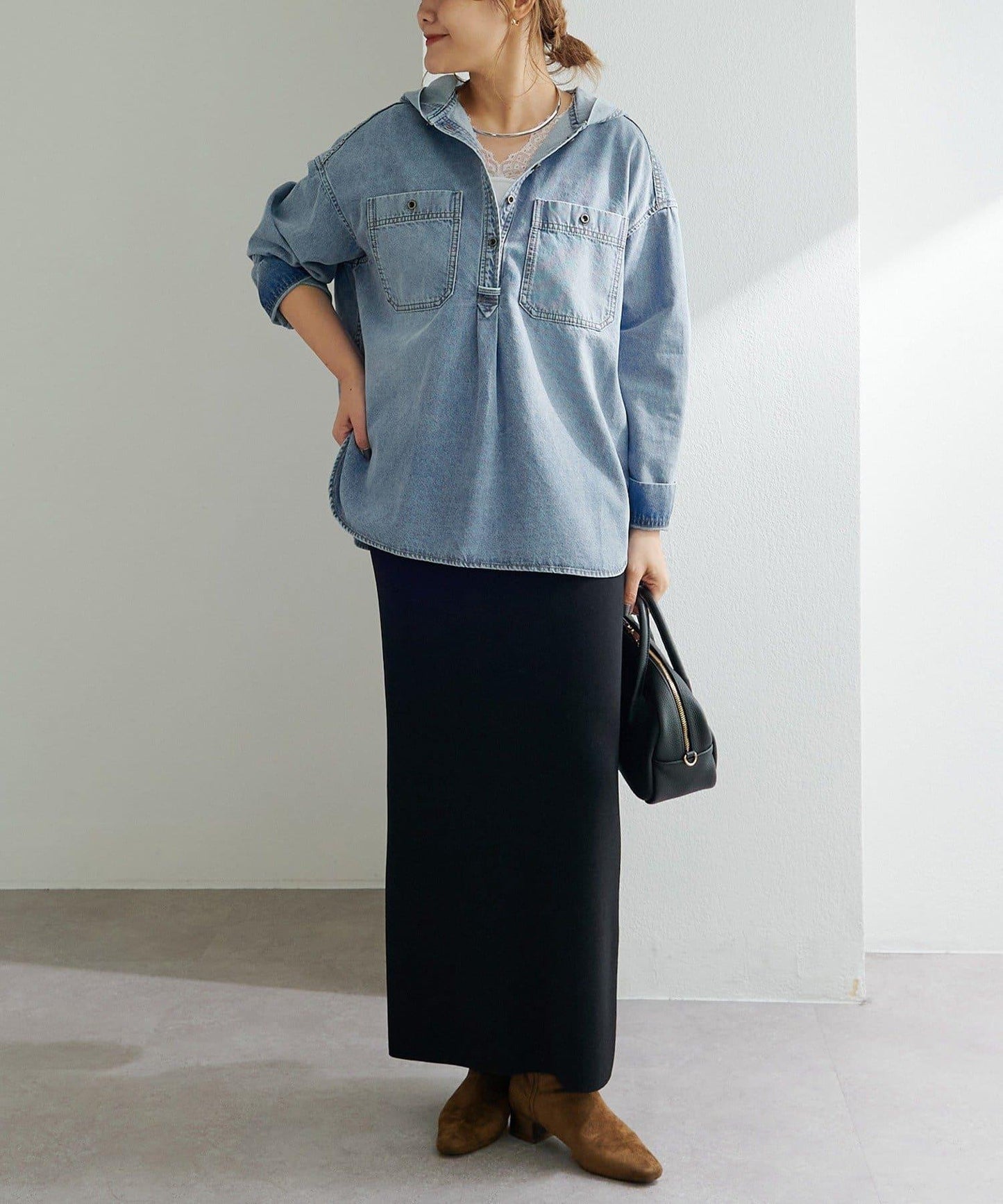 PUAL CE CIN 2026 AW VINTAGE REBELLION 系列 牛仔連帽襯衫 100%棉