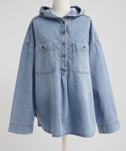 PUAL CE CIN 2026 AW VINTAGE REBELLION 系列 牛仔連帽襯衫 100%棉