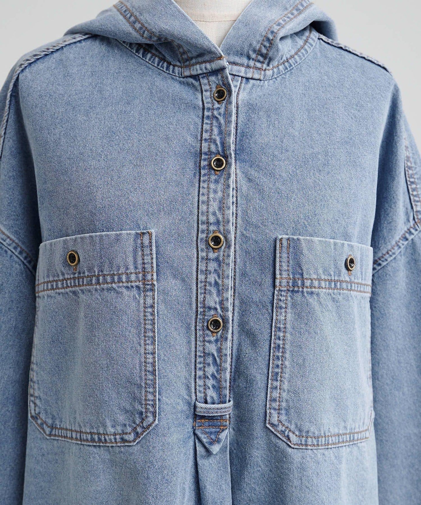 PUAL CE CIN 2026 AW VINTAGE REBELLION 系列 牛仔連帽襯衫 100%棉