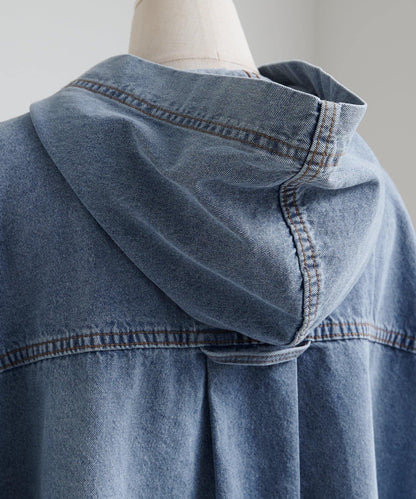 PUAL CE CIN 2026 AW VINTAGE REBELLION 系列 牛仔連帽襯衫 100%棉