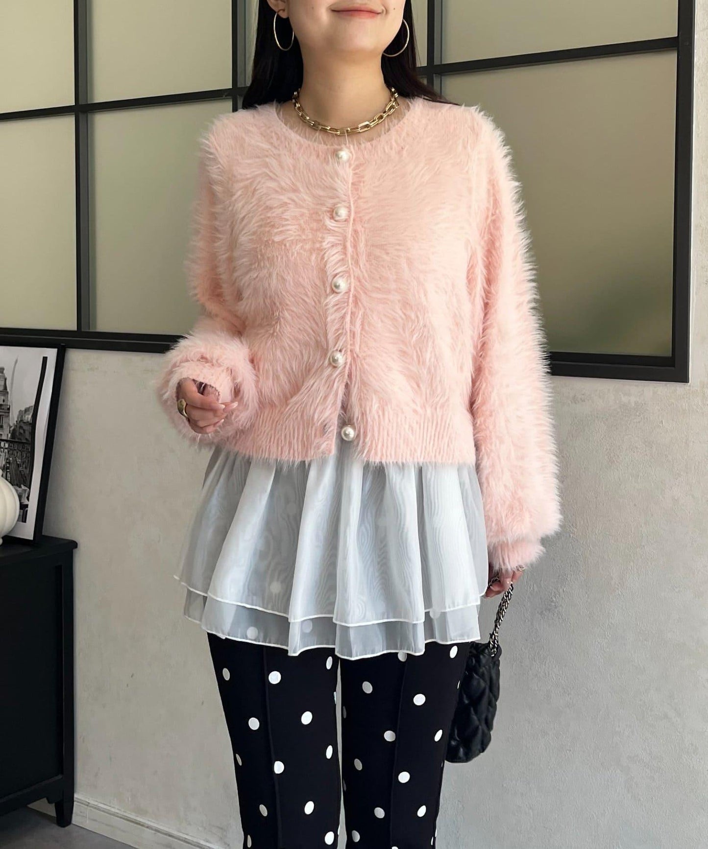 層疊設計網紗荷葉邊襯衫 女