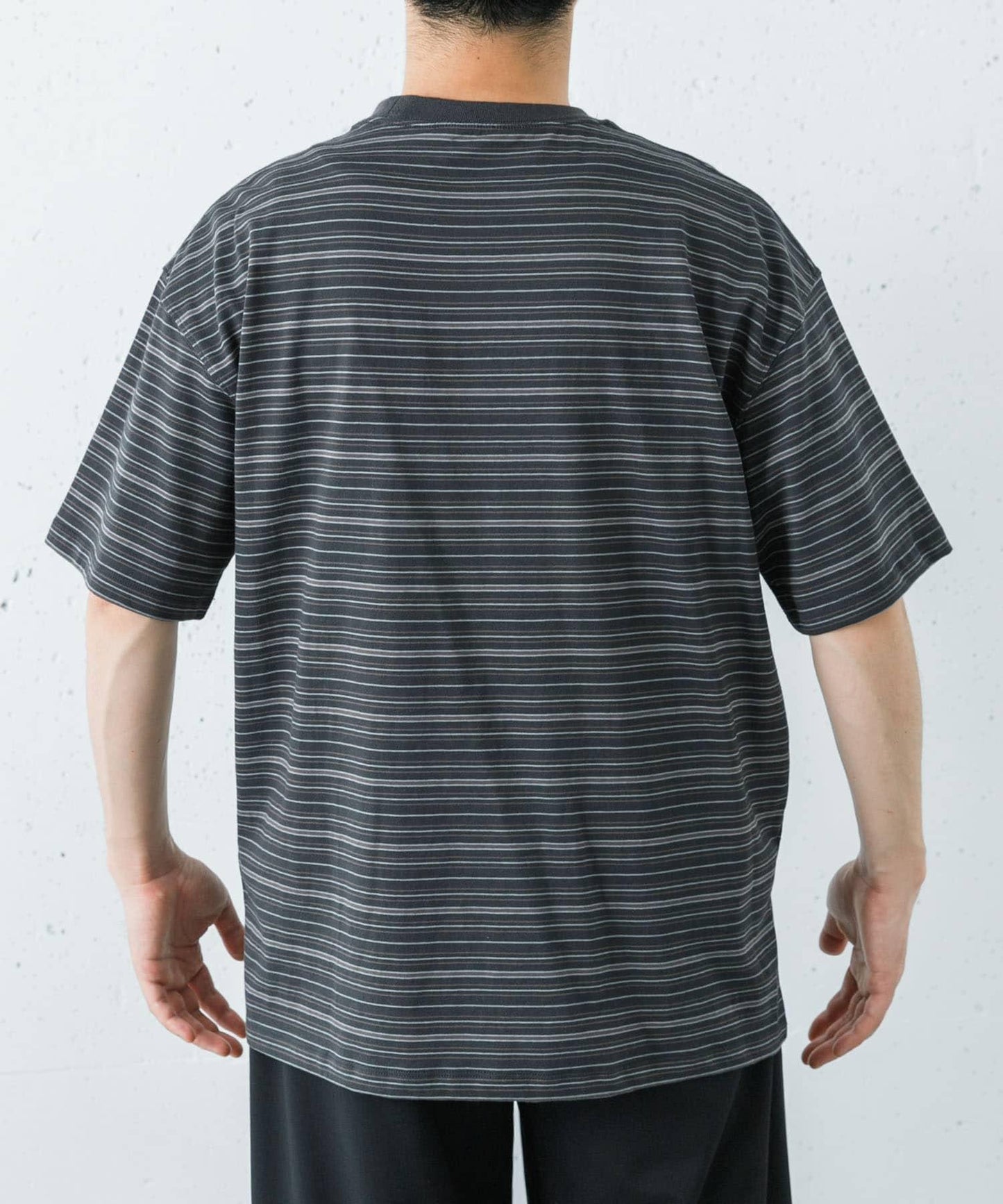 ANOTHER OFFICE O.MULTI STRIPE POCKET T-SHIRTS
