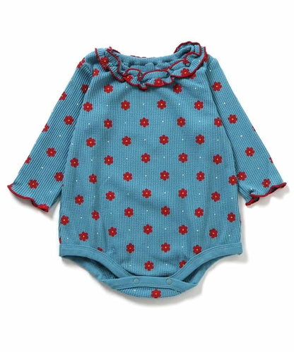 【リンク】ワッフルアソート襟フリルボディースーツ