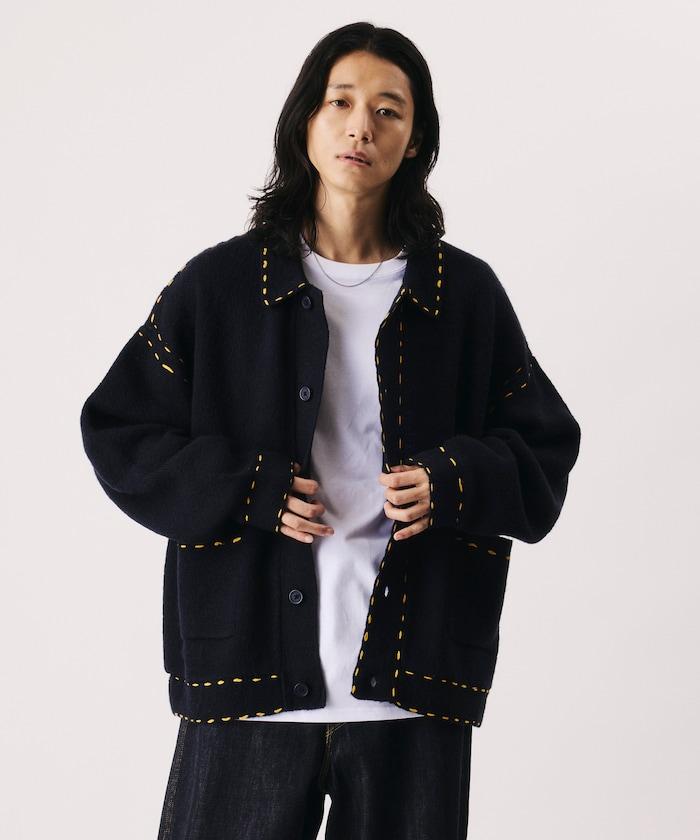 Firsthand 手工針織拼接領夾克 腈綸