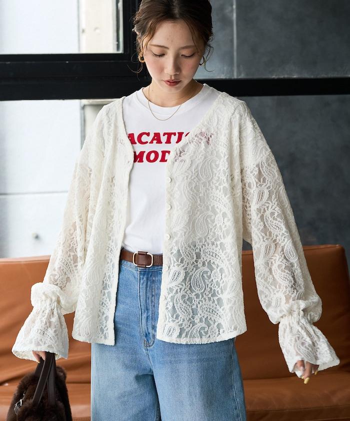 FREAK'S STORE 佩斯利提花蕾絲前後兩穿襯衫 2026秋冬