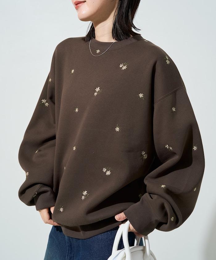 小花刺繡 裡起毛 衛衣 2026秋冬