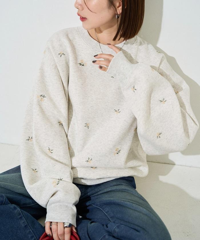 小花刺繡 裡起毛 衛衣 2026秋冬
