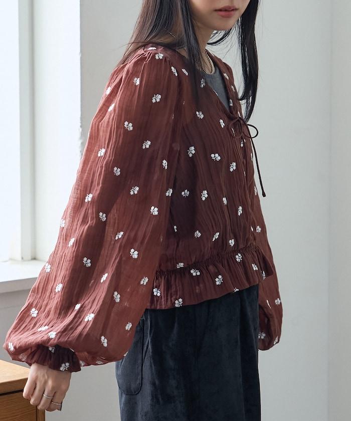FREAK'S STORE 花朵刺繡透膚感襯衫 2026秋冬