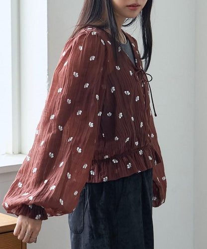 FREAK'S STORE 花朵刺繡透膚感襯衫 2026秋冬