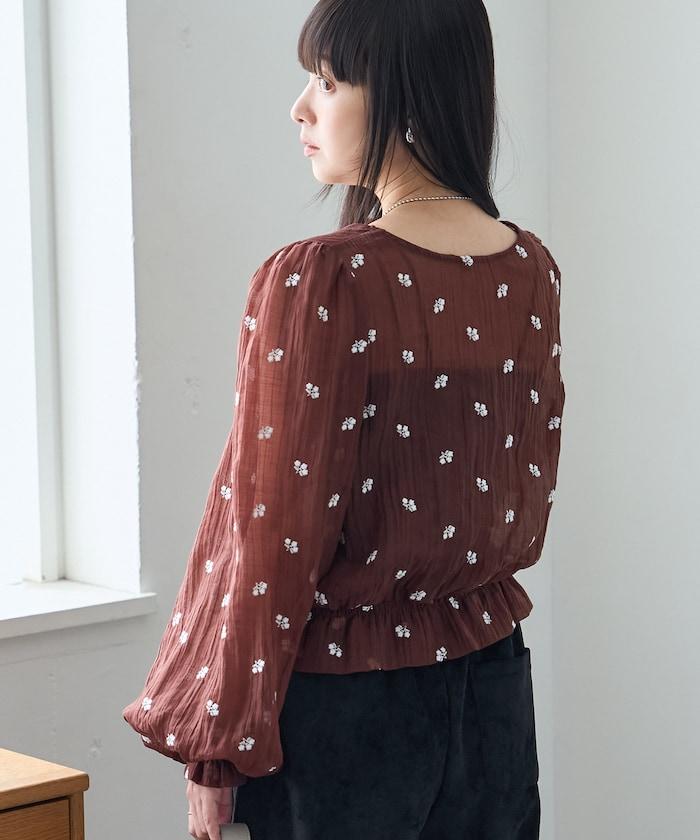 FREAK'S STORE 花朵刺繡透膚感襯衫 2026秋冬
