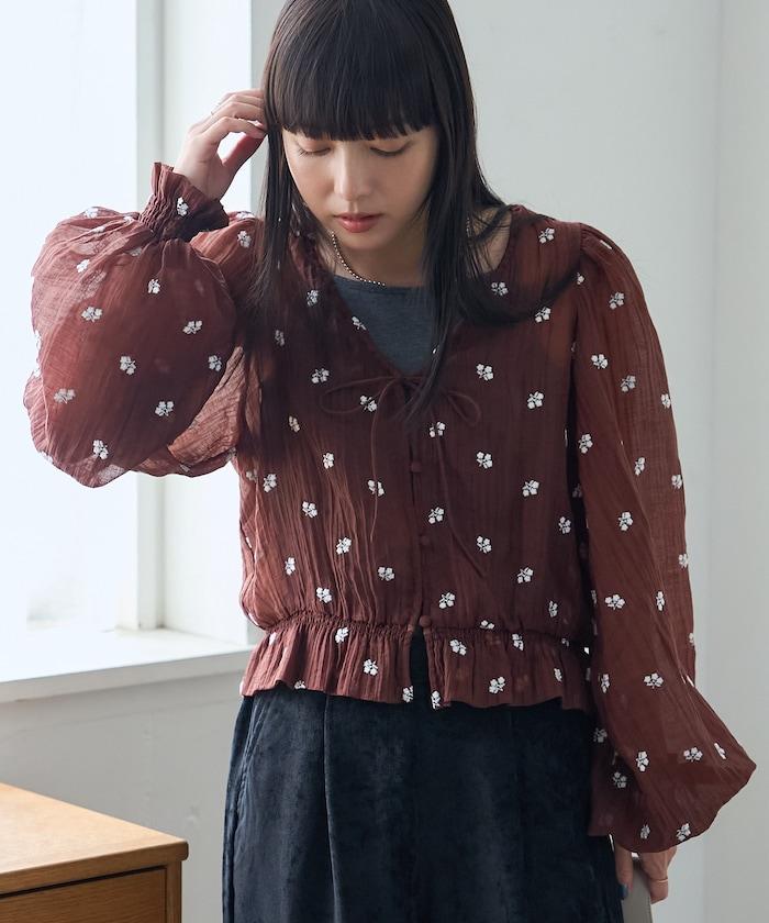 FREAK'S STORE 花朵刺繡透膚感襯衫 2026秋冬