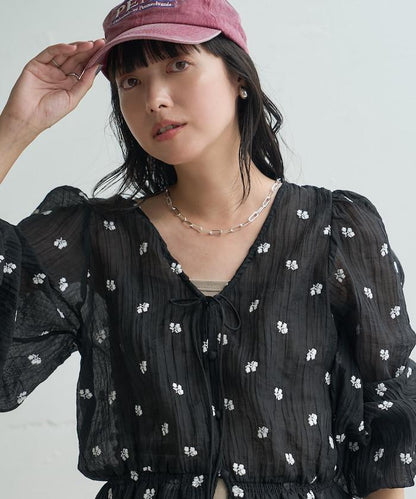FREAK'S STORE 花朵刺繡透膚感襯衫 2026秋冬
