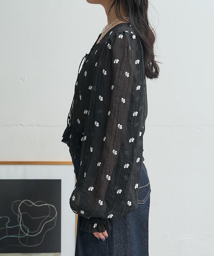 FREAK'S STORE 花朵刺繡透膚感襯衫 2026秋冬