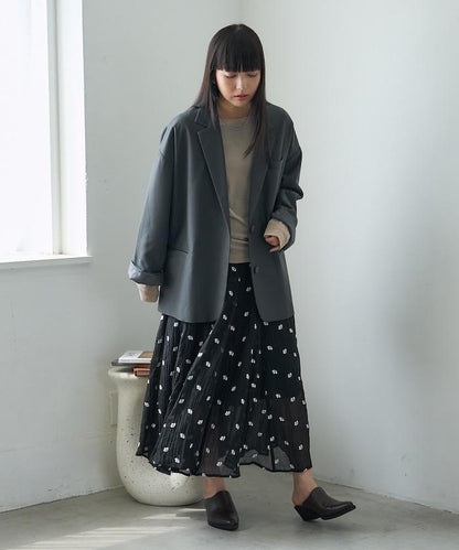 FREAK'S STORE 花朵刺繡半裙 環保纖維混紡 網紗 寬鬆腰圍 2026秋冬