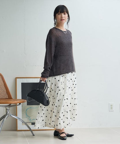 FREAK'S STORE 花朵刺繡半裙 環保纖維混紡 網紗 寬鬆腰圍 2026秋冬