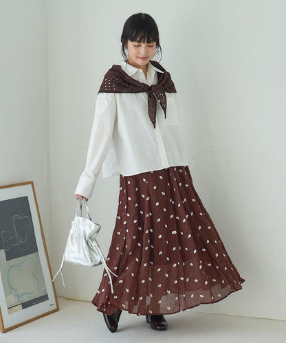 FREAK'S STORE 花朵刺繡半裙 環保纖維混紡 網紗 寬鬆腰圍 2026秋冬