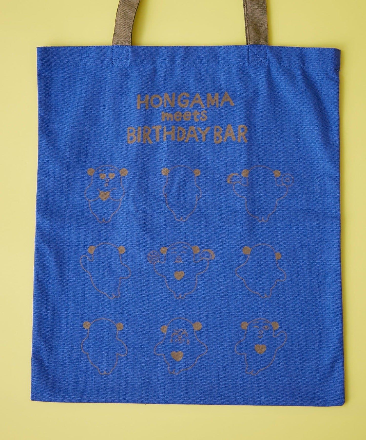 HONGAMA meets BIRTHDAY BAR 聯名 拼色插畫印花 A4尺寸 純棉托特包