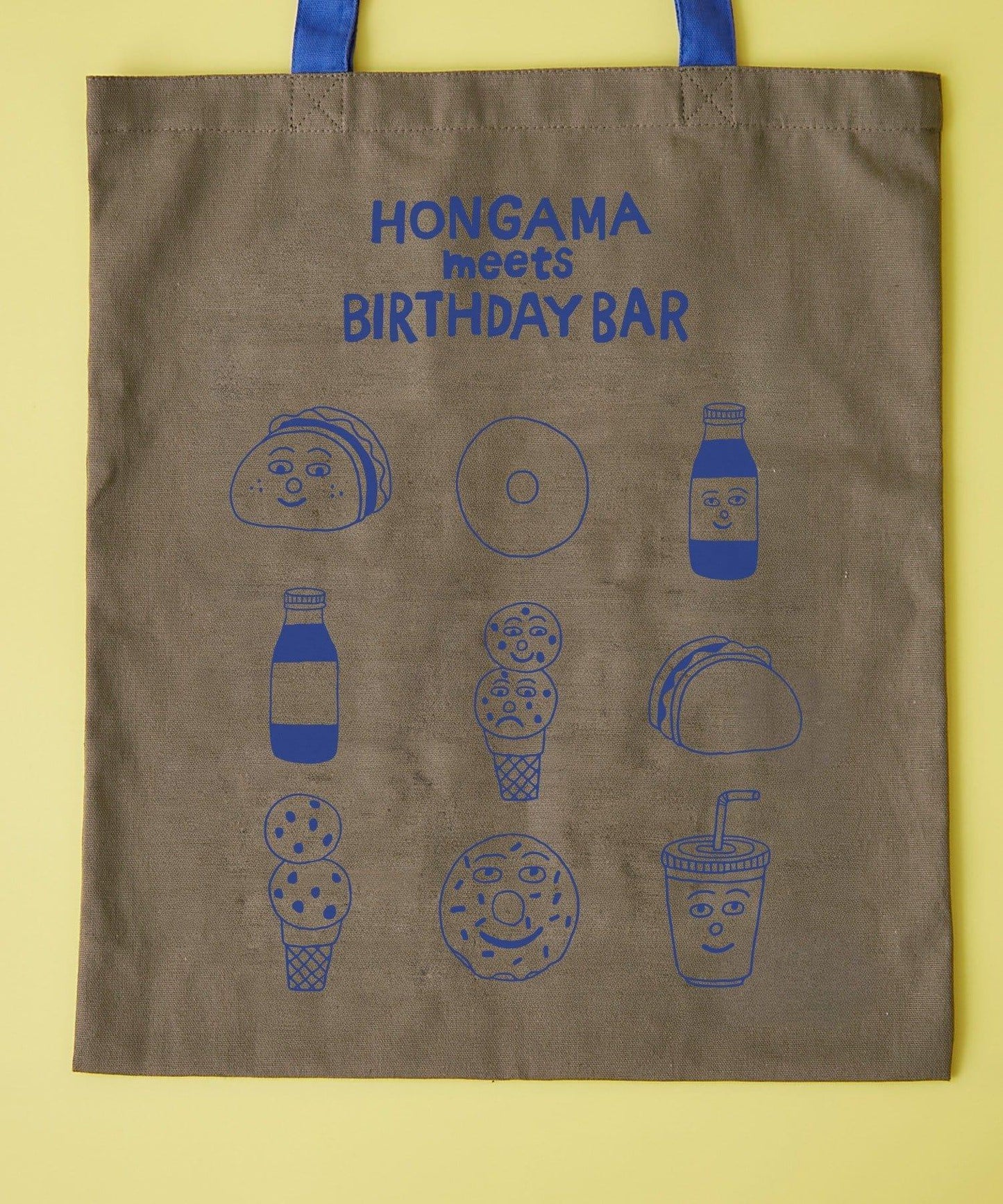 HONGAMA meets BIRTHDAY BAR 聯名 拼色插畫印花 A4尺寸 純棉托特包