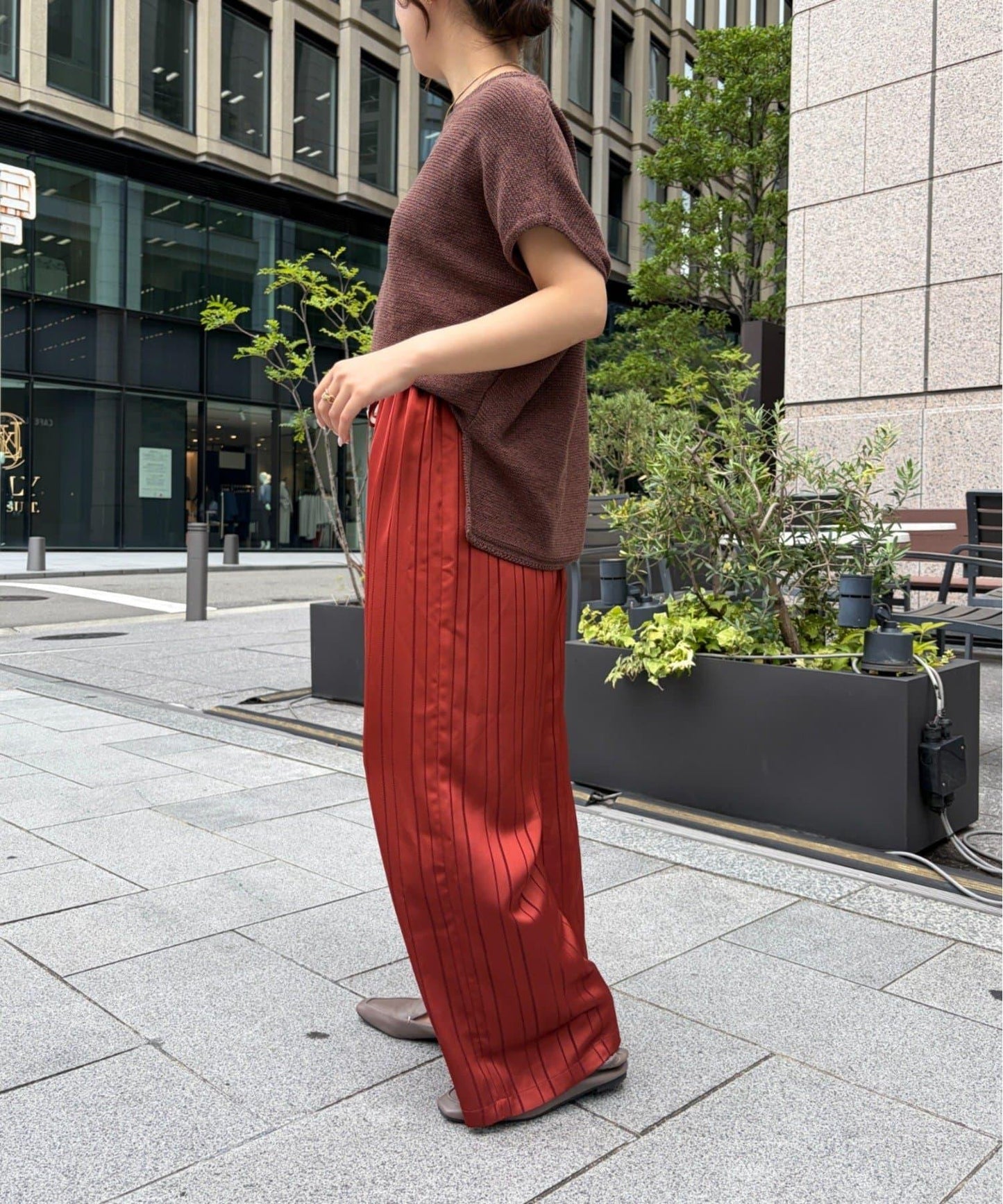Jena espace merveilleux 條紋緞面褲子