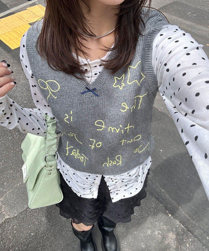CIAOPANIC 手寫文字刺繡針織馬甲